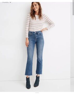 Madewell Blue Bootcut Jeans with Raw Hem